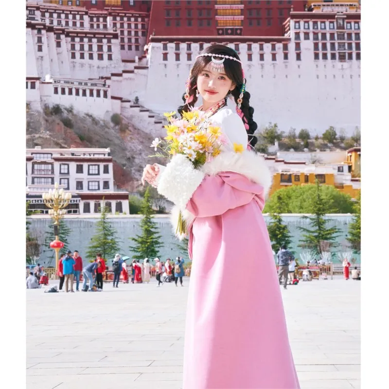 Pink Tibetan Clothing Female Dali Trip Shoot National Characteristic Performance Photography Robe