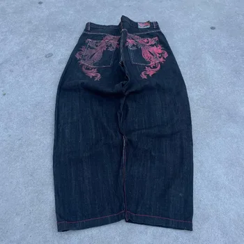 אמריקן אופנה חדשה דפוס גיאומטרי הדפס בייגי ג 'ינס נשים y2k harajuku הבציר היפ הופ פופולרי מותניים