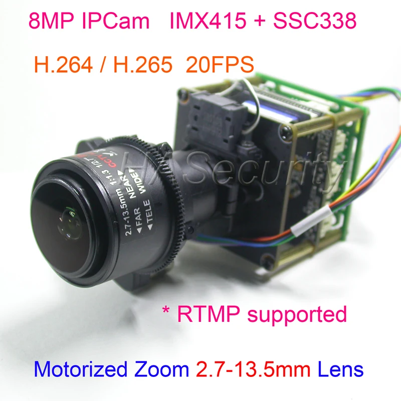 8MP, 4K IPCam 2.7-13.5mm Motorized Zoom & Focus Lens 1/2.8