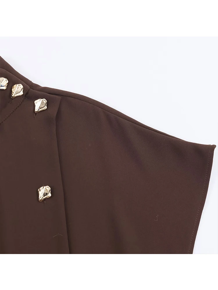 Robe asymétrique à manches longues pour femmes, décoration de boutons en métal avec ceinture, à la mode, robe de soirée élégante, nouvelle collection automne 2025