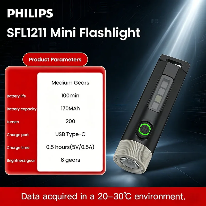 

Фонарик Philips SFL1211 Mini, перезаряжаемый, 5 режимов основного света, 6 режимов бокового света, 5-в-1, для проверки денег, распаковки, аварийный свет