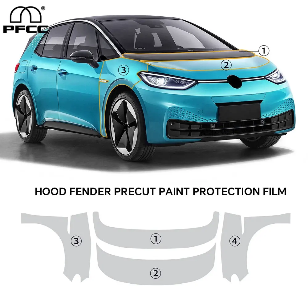 

Custom For VolkswagenlD.3 2020-2023 TPU Hood Fender Precut Paint Protection Film PPF Anti-scratch Exterior Transparent Kit