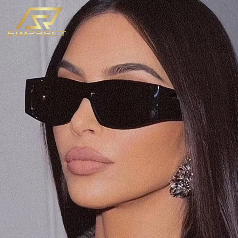 

SIMPRECT Rectangle Sunglasses Women 2023 Luxury Brand Designer Quality Square Sun Glasses Men Vintage Retro Shades For Women