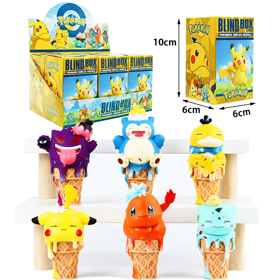 

Pokemon Blind box Cartoon Ice Cream Pikachu Charmander Snorlax Psyduck Gengar Anime Figure Blind Box Toys Tabletop Ornaments