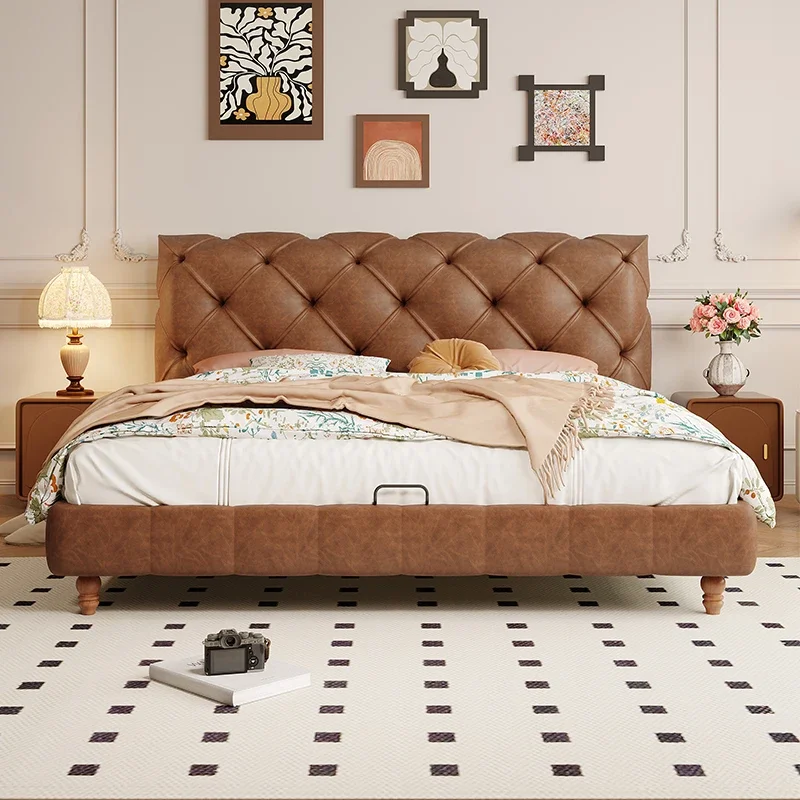 

Storage Simple Double Bed Designer Wood Cheap European Queen Double Bed Loft Floor Sleepingcama Matrimonio Bedroom Furniture