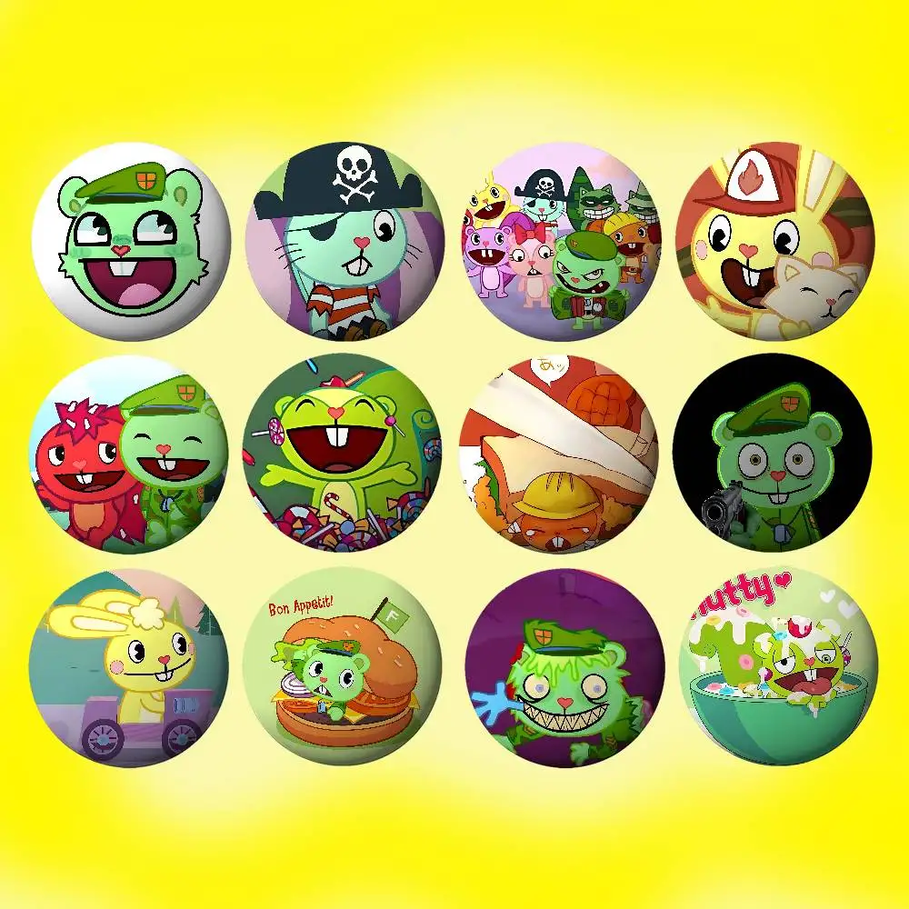 Anime A-Happy Tree Friends-S Abzeichen aus Weichblech, Anstecknadel, Brosche, Metall-Emblem, individuelles Schmuckzubehör für Hut, Tasche, Revers