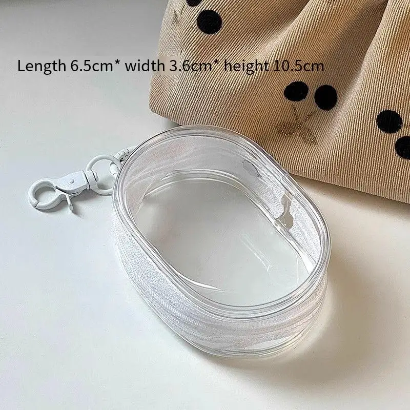 New round black and white clear makeup bag Jewelry storage bag Portable data cable headset Coin charger storage bag