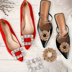 2Pcs Shiny Shoes Crystal Clips Glitter High Heel Rhinestone Decoration  Charm Buckle Jewelry for Wedding Shoes accessories