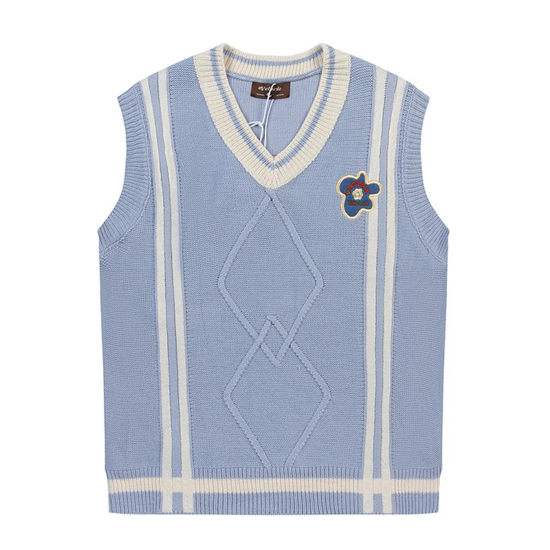 Men Sweater Vest Sleeveless Pullovers Sweater Women's Knitted Vest Embroiderey Print Couple Women's Waistcoat Winter Vest Hombre