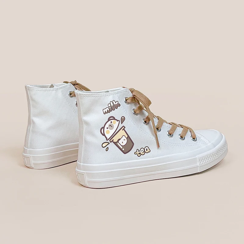 Amy and Michael Spring Anime Sneakers Lovely Girls Students High Top Casual Canvas Plimsolls Lace Up Woman Vulcanize Shoes