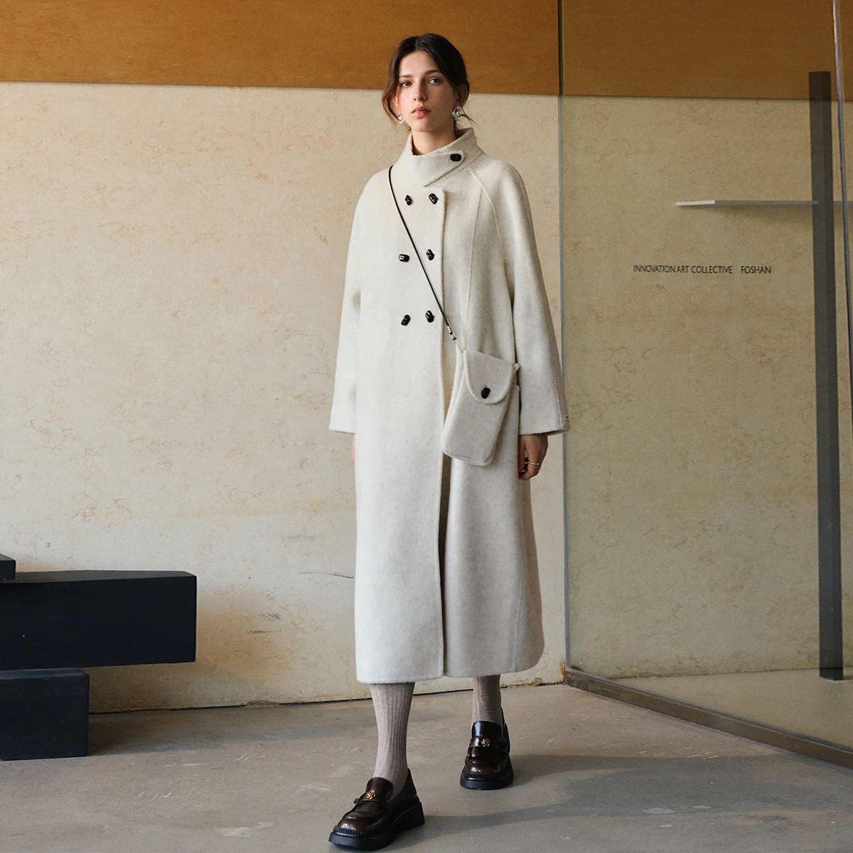 OLrain two wear double-sided woolen coat women's clothing 2026 winter skin-friendly and design lapel wool coat WGO57DS002128