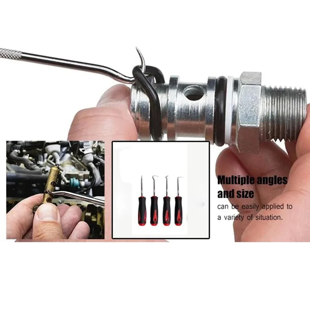 4 قطعة 160 مللي متر السيارات سيارة النفط ختم المفكات مجموعة خرطوم إزالة هوك مجموعة O-حلقة ختم طوقا مجتذب مزيل اختيار السنانير أدوات إصلاح