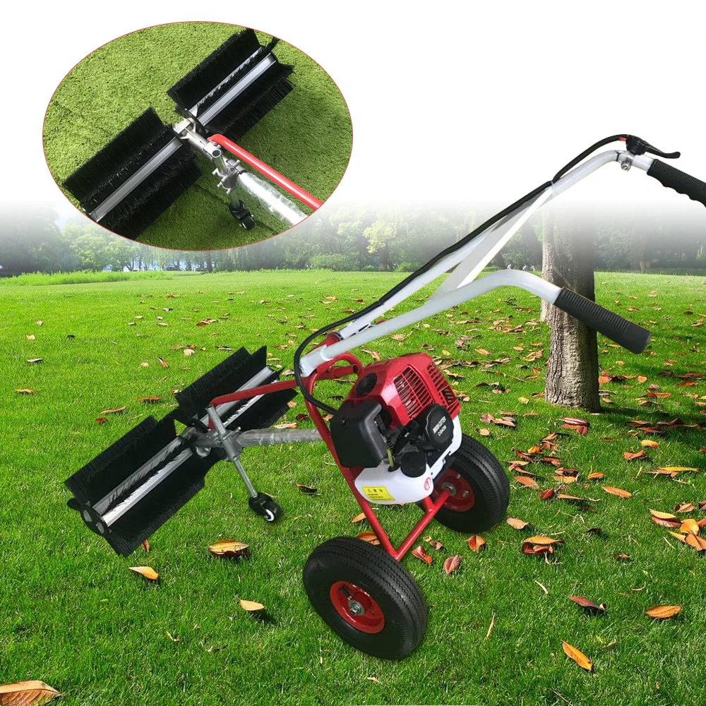 Hand Push Sweeper 2-Stroke Gasoline Engine Brushes Rake Artificial Turf Sweeping Machine