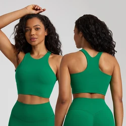 High Neck Push Up Sports Bra for Women Racerback Shockproof Gym Running Tank Bras Workout Yoga Crop Tops with Removable Pads