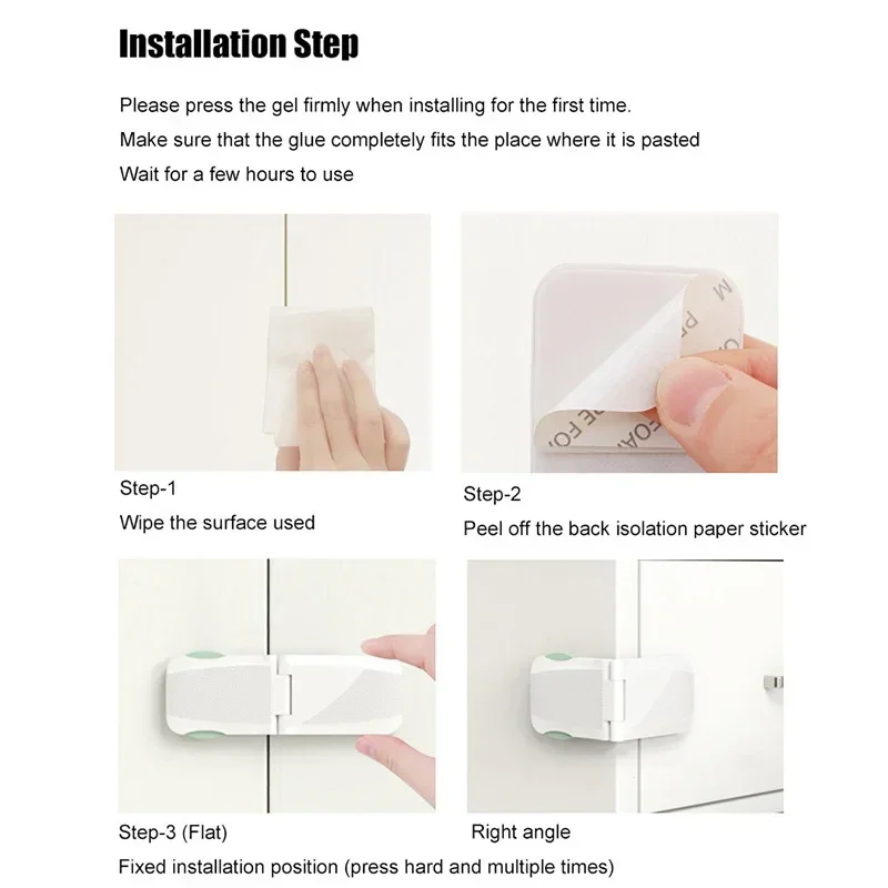 vvocci  Door Locks Kids Protector Baby Safety Protection Multi-Function Plastic Buckle White Drawer Lock Double Use Right Angle