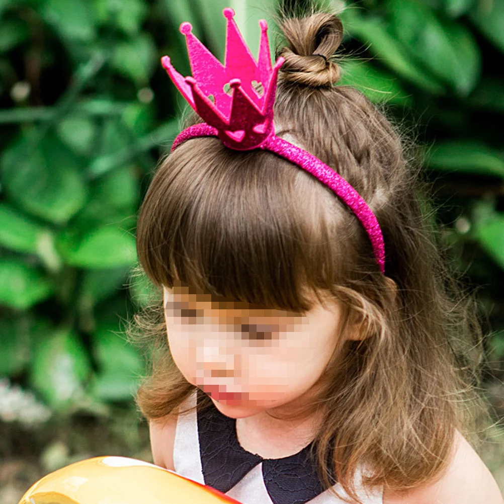 

2Pcs Crown Hairband Sparkling Sequin Wrap Fabric Lightweight Comfortable Holiday Party Accessory Golden Rosy