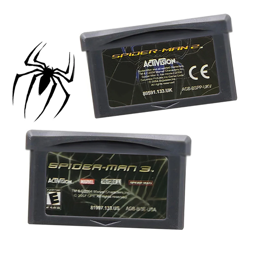GBA Game SPIDER MAN Series 32 Bit Video Game Cartridge Console Card SPIDER MAN 2 SPIDER MAN 3 For GBA/SP/DS