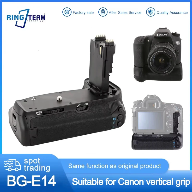 BG-E14 Battery Grip for Canon 70D 80D 90D DSLR Cameras Outdoor Travel Photography Shooting Accessory Compatible with Canon