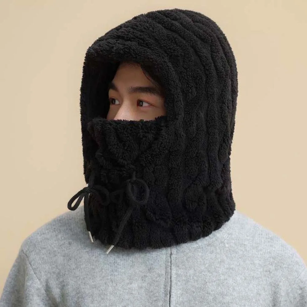 Versatile Adjustable Strap Warmer Wrap Head Hat Solid Color Soft Compact Cap Scarf Polyester All-match Winter Pullover Cap Men