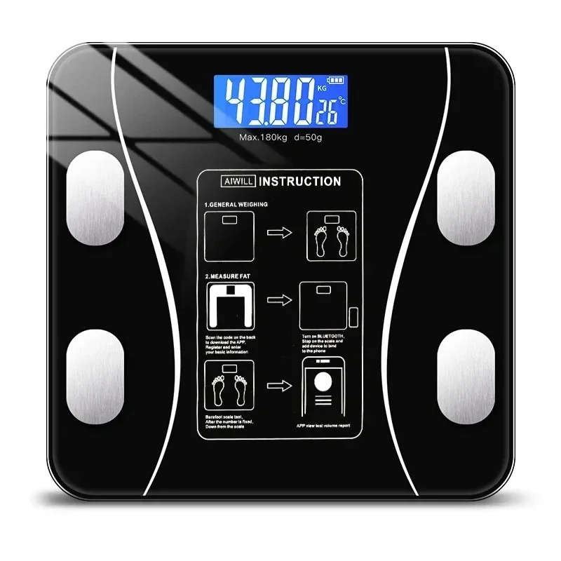 Smart Body Fat Scale Bluetooth Bathroom Scales LED Digital Intelligent Weight Scale Balance Body Composition Analyzer