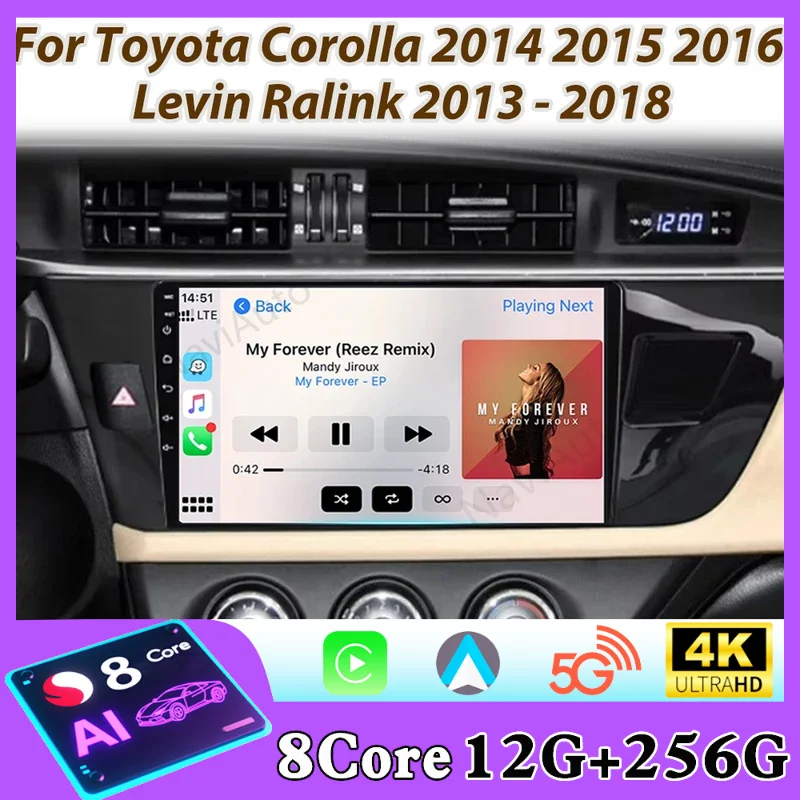 Android Car Radio For Toyota Corolla 2014 2015 2016 Levin Ralink 2013 - 2018 Carplay Video Player GPS  Navigation 2din Head Unit