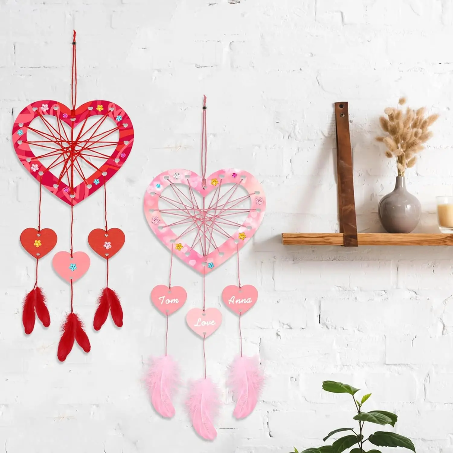Juego de 6 Atrapasueños de Madera con Forma de Corazón 2026, Decoraciones para el Hogar, Día de la Madre, Cumpleaños, Decoraciones para Fiestas de Boda