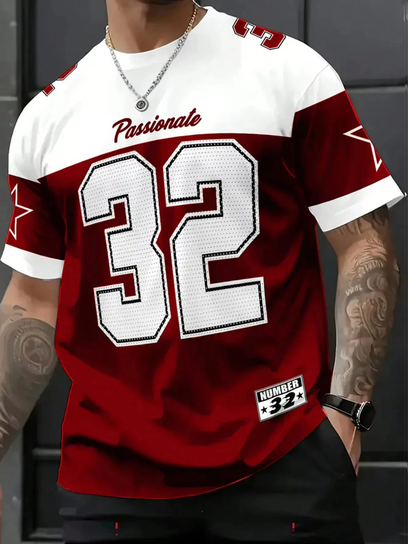 2025 new in Men NO.32 Print  American Style T-Shirt Man Short Sleeve O- Neck sport Tee Vintage Basketball T-shirt Men Clothes image 5