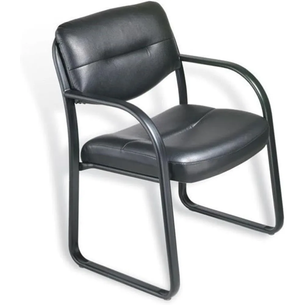 

Leather Guest Chair with Sled Base in Black