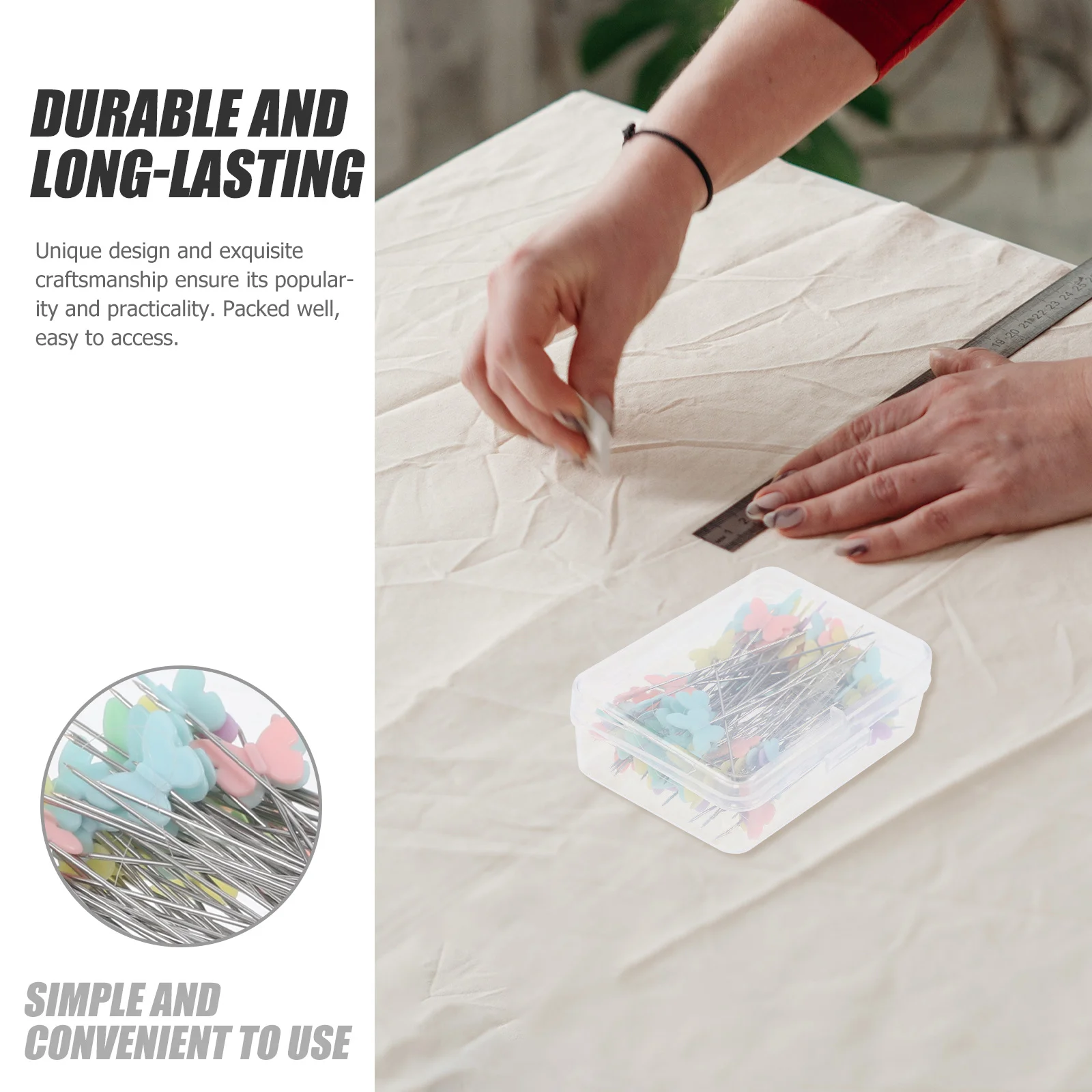 

100Pcs Butterflies Design Durable Sewing Head Pin Quilting Corsage Decorative Stitching Tools Sewing Head Pin Straight Needle