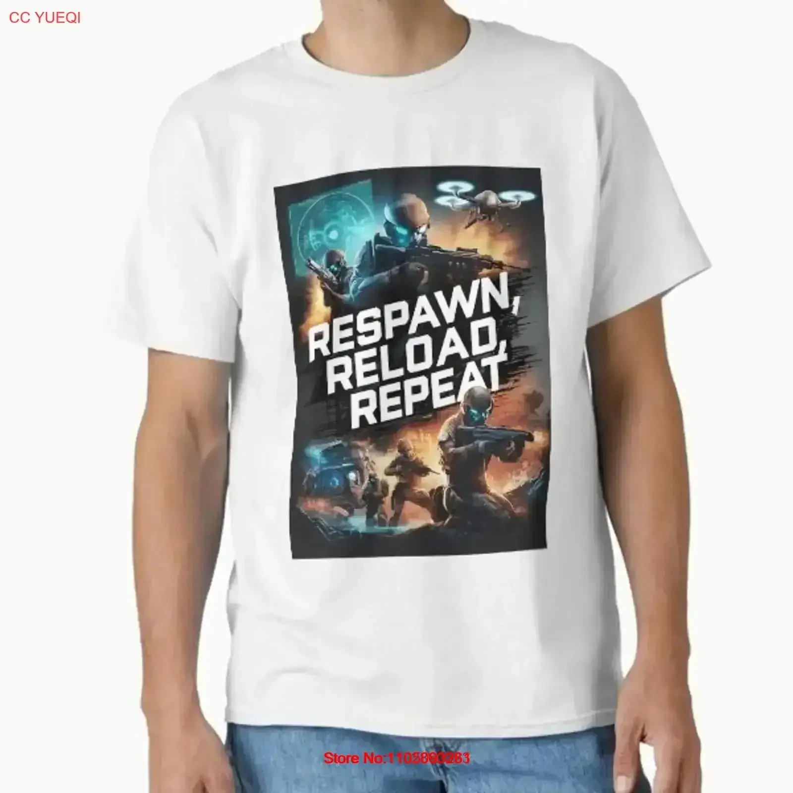تي شيرت كلاسيكي Respawn Reload Repeat مصنوع في الولايات المتحدة الأمريكية AUS S 2XL عتيق مغسول أوم جرافيك موضة متعددة الاستخدامات عتيقة ممتدة