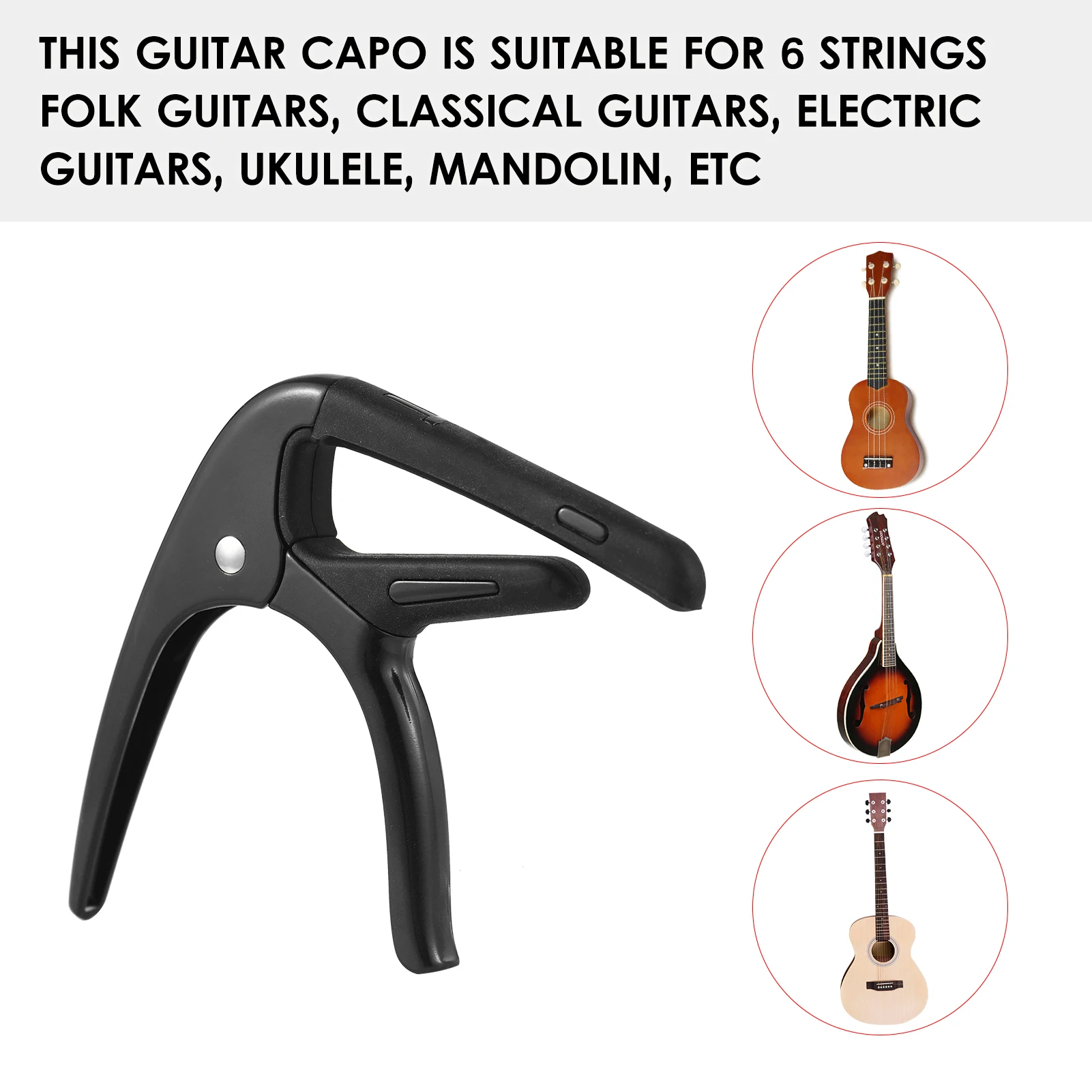 Portable Zinc Alloy Guitar Capo Professional Guitar Tone Changer with Guitar Pick for Acoustic Electric Guitars Ukulele Mandolin