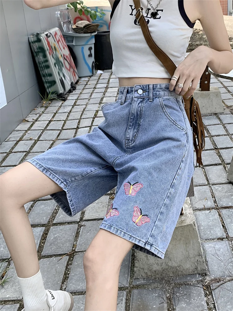 

Женские джинсовые брюки свободного кроя с высокой талией, прямые повседневные широкие брюки в стиле ретро, летние модные джинсы против морщин