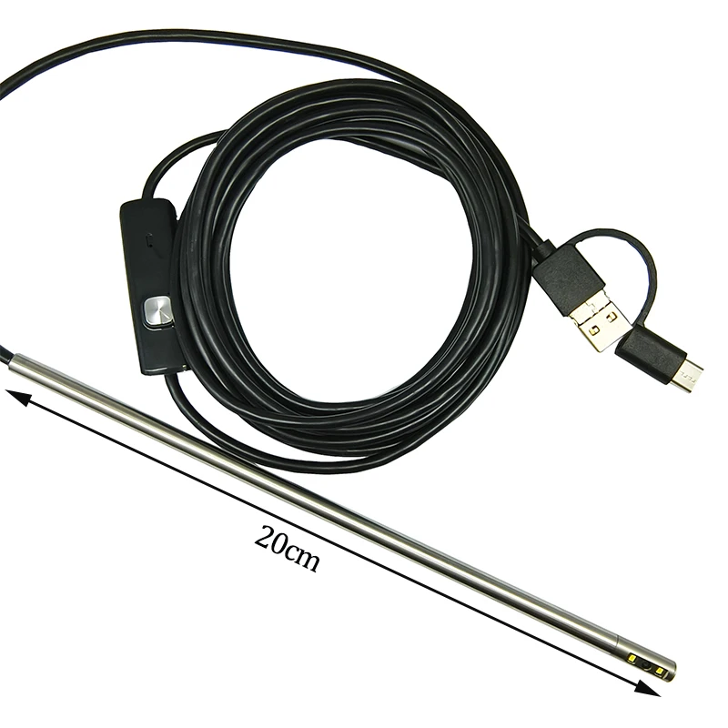 Caméra endoscópica Android TYPE-C 6MM, à prova d'água IP67, 2 LED, Endoscópio ajustável, câmera para inspeção des pipelines