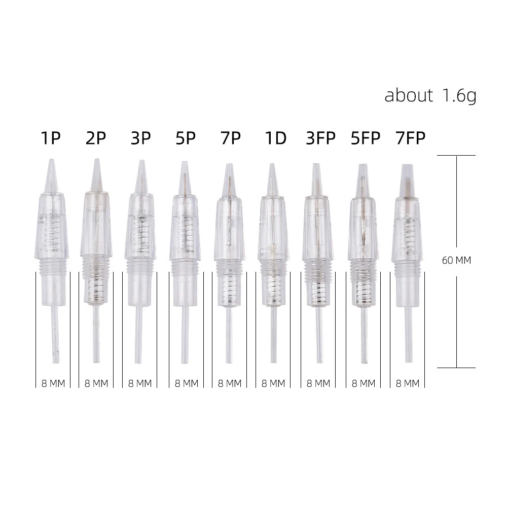 10PCS Aghi per tatuaggio monouso a vite 1D 1P 3P 5F/Aghi per microblading per sopracciglio Eyeliner labbra PMU Macchina per trucco permanente