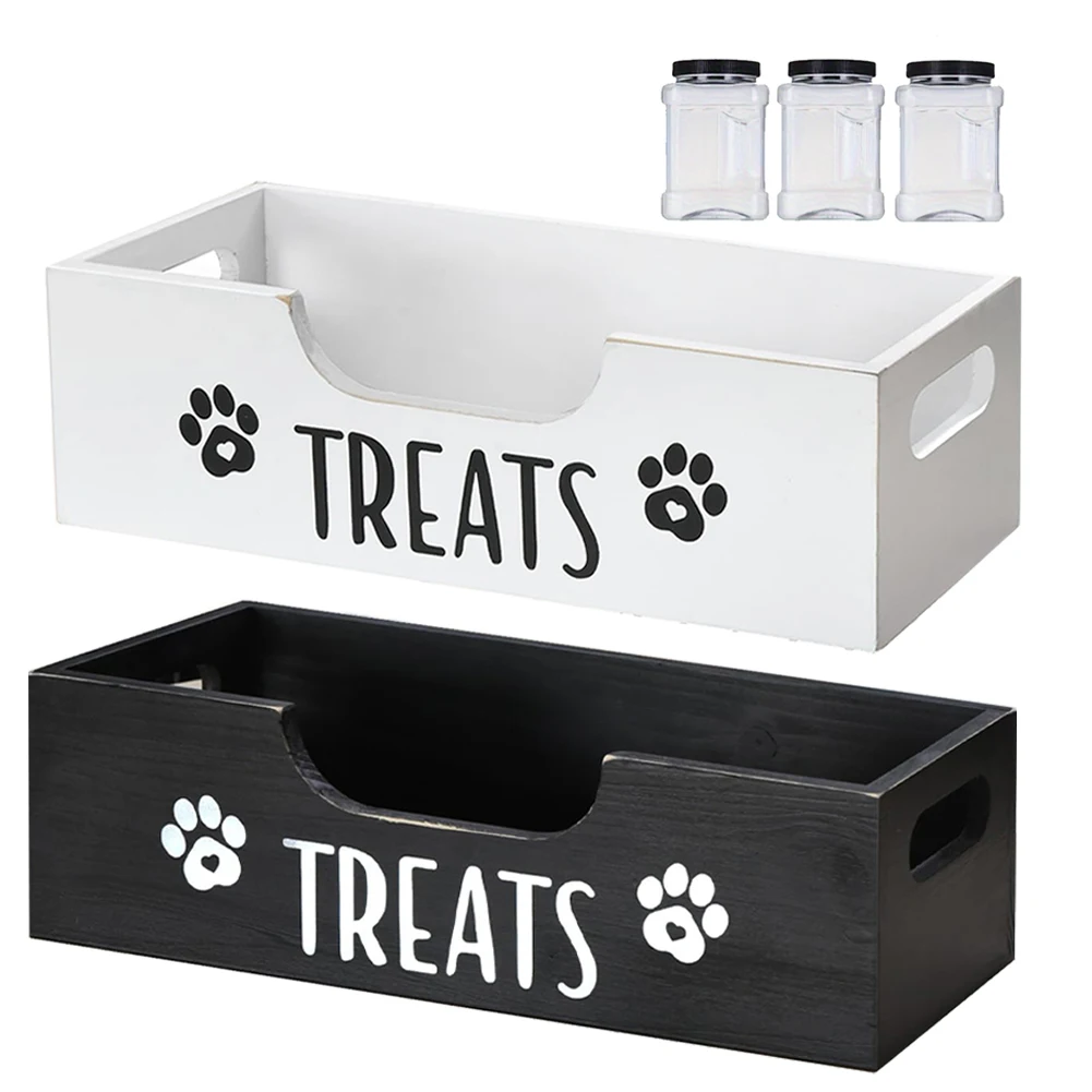 Caja de Almacenamiento de Madera para Golosinas de Mascotas, Gran Capacidad, Contenedor Hermético Multifuncional para Alimentos de Perros y Gatos
