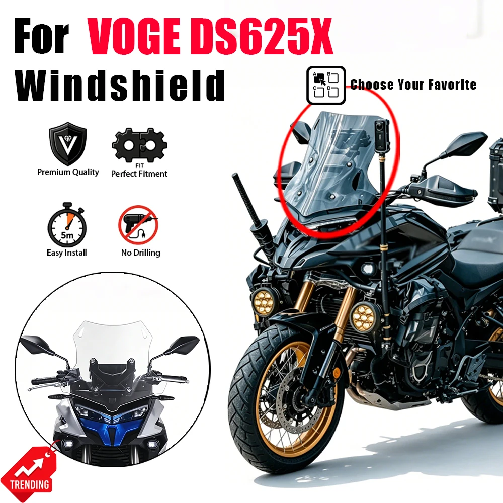 

FOR VOGE DS625X DS 625X DSX 625 625DSX Widened Heightened Front Windshield Wind Visor Modified Accessories