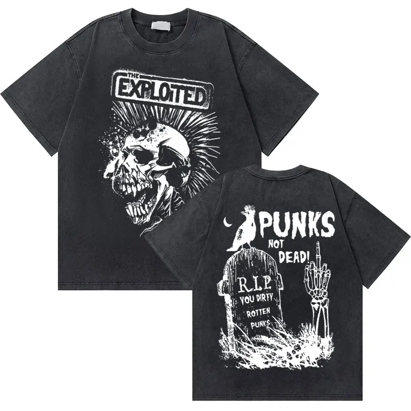 Washed Vintage Rock Band The Exploited Punks Not Dead Graphic