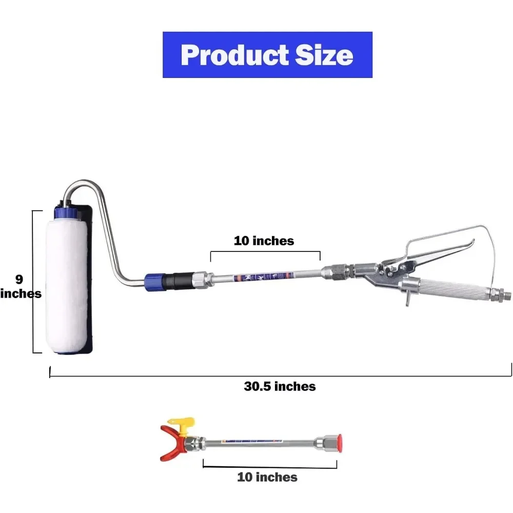 Alimentazione interna Airless Vernice Spray Rullo Spruzzatore Pistola Kit di attacco Accessori Bacchetta ad alta pressione Rullo di potenza Estensione da 10 pollici