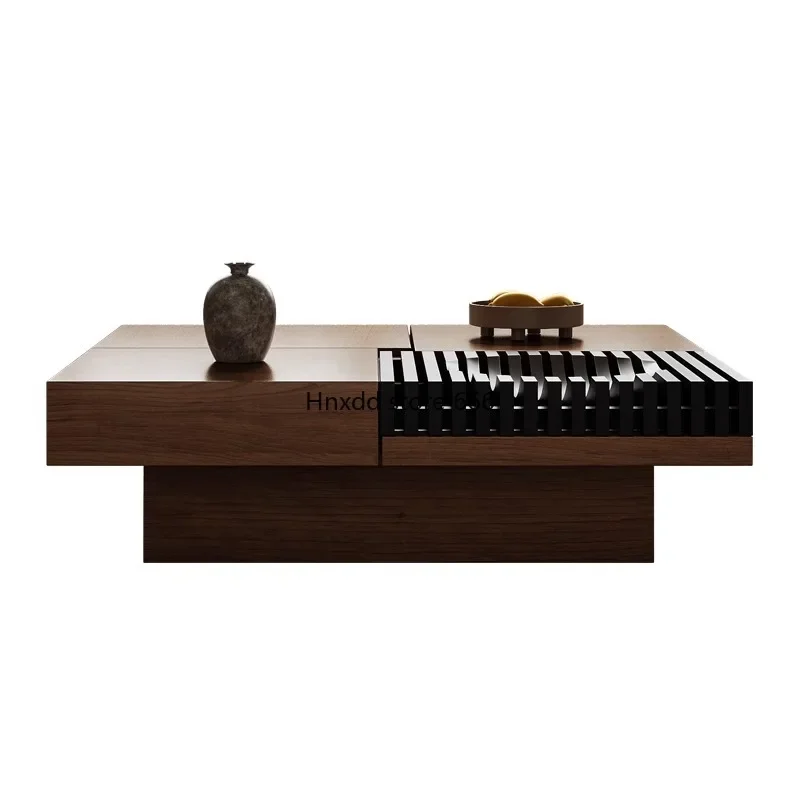 Living room household storage square medium and ancient style small apartment minimalist retro style coffee table