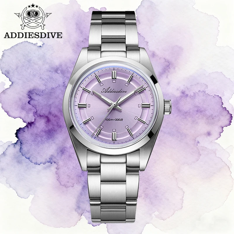 

ADDIESDIVE Men's Quartz Watch Super Luminous 36mm Bubble Mirror Glass Waterproof Watch For Man Luxury Stainless Steel Man Watch