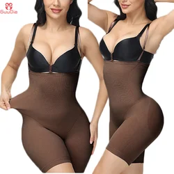 GUUDIA Ribbed Waist Spandex Stretchy Tummy Control Panties Compression Smooth 3D Butt Lifting High Waist Anti Slip Straps