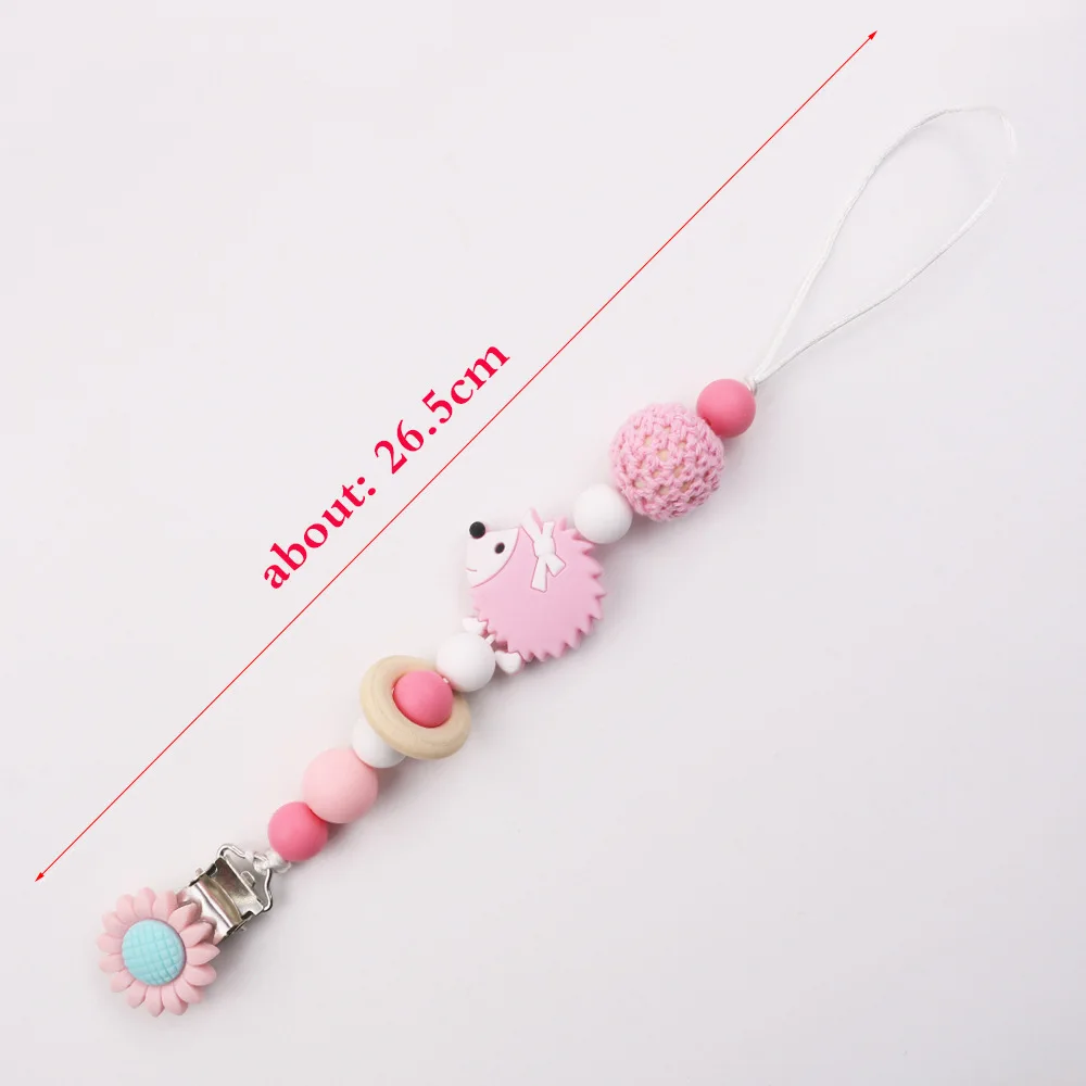 Baby Pacifier Clip Chain Food Grade Hedgehog Silicone Beads Infant Pacifier Holder Nipple Chain Gift