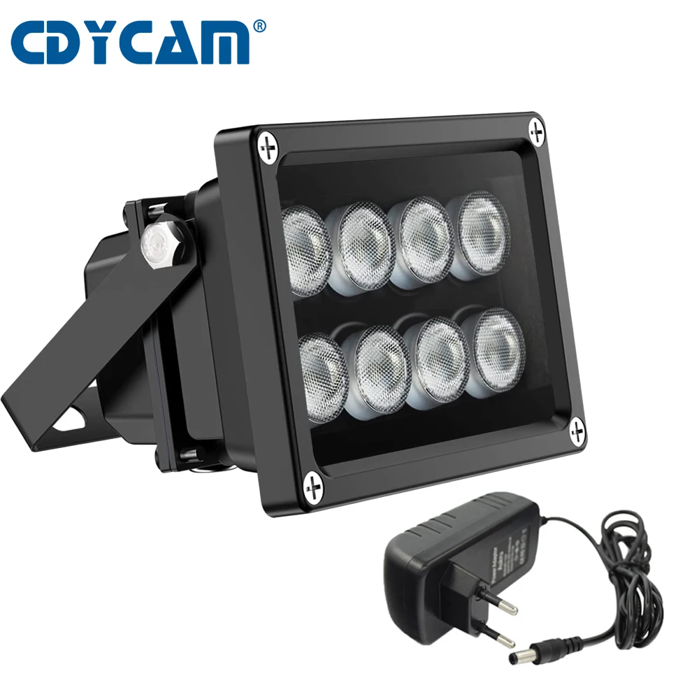 Cdycam Waterproof IR Illuminator 850nm 90 Degree Wide Angle 8-LEDs IR Infrared Light Night Vision for Security CCTV IP Camera