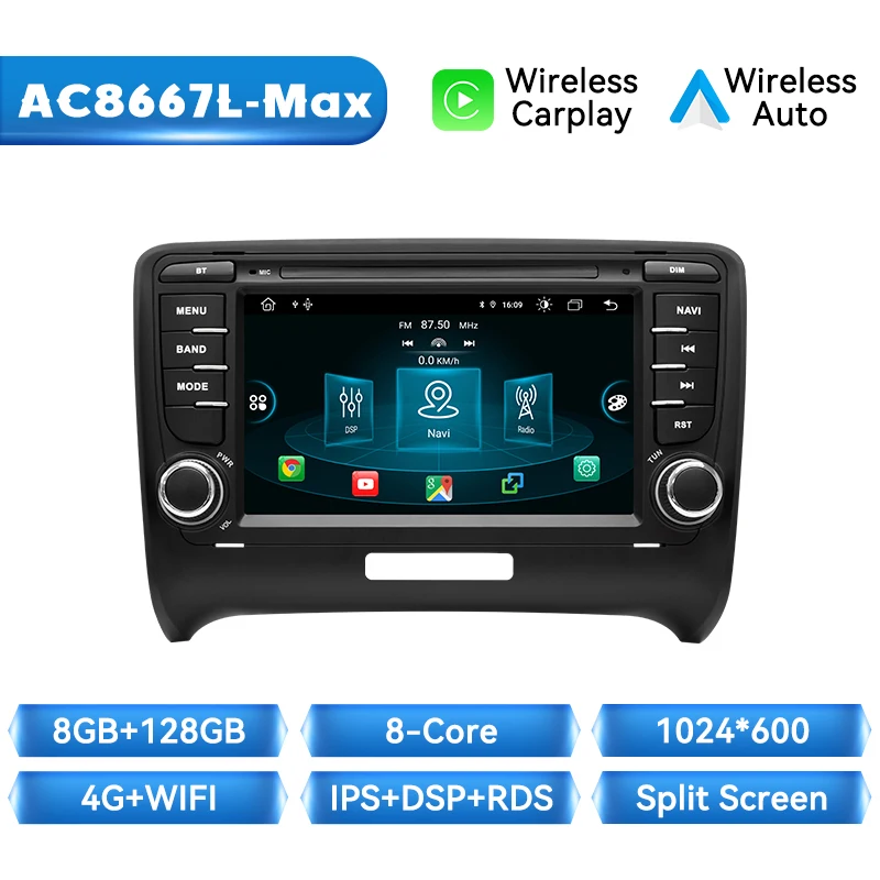 Draadloze Carplay Autoradio Speler Voor AUDI TT MK2 8J 2006 2007 2008 2009 2010 2011 2012 navigatie Bose DSP 4G Wifi Multimedia