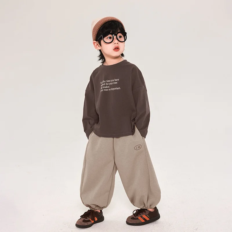 Children Clothing Kids Casual T-shirt Long Sleeve Korean Style Loose Spring and Autumn Cotton Casual Simple Kids T Shirt