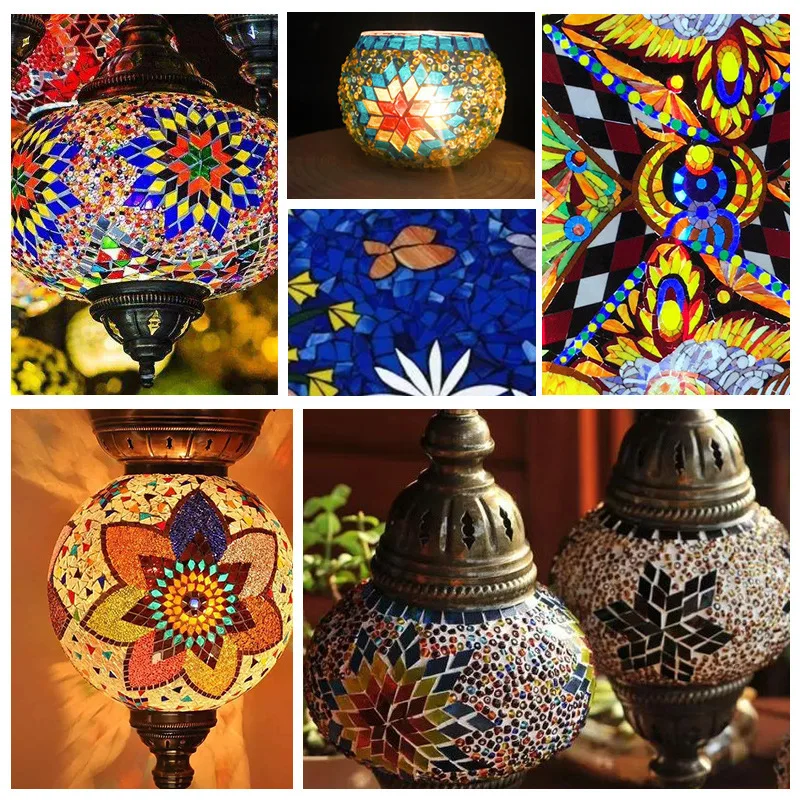 200g  320pc  Diamond Mosaic Diy Türkiye Lamp Table Tiffany Mica Colored Glass Candlestick Handmade Materials