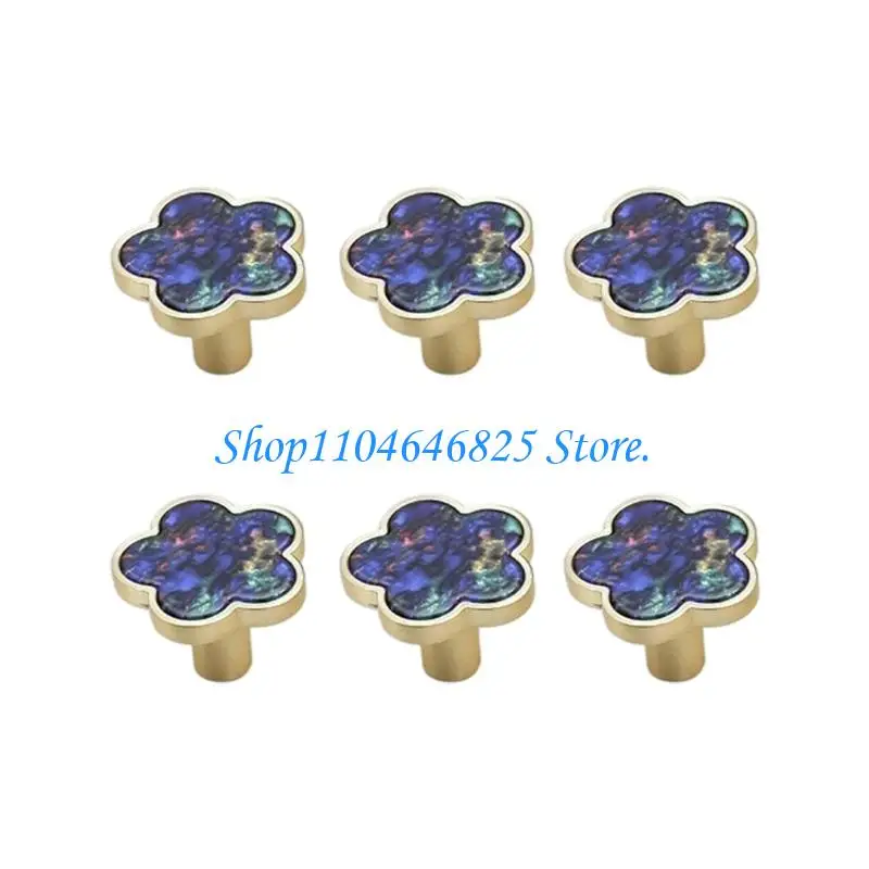 6pack Flower Decorative Drawer Pulls, Metal Knobs for Cabinets and Dressers