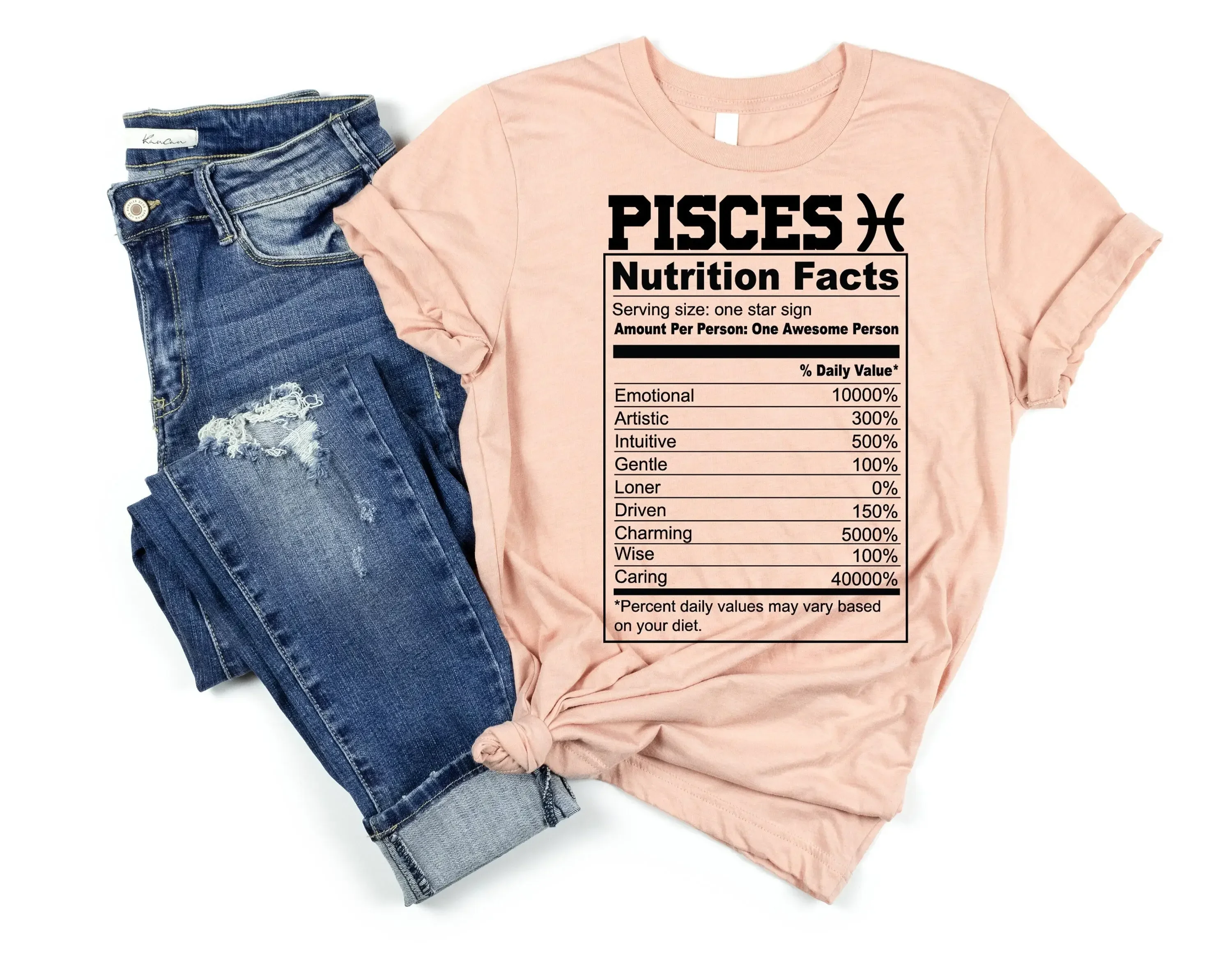 Pisces Nutrition Facts T Shirt For A Merch Apparel Funny Horoscope