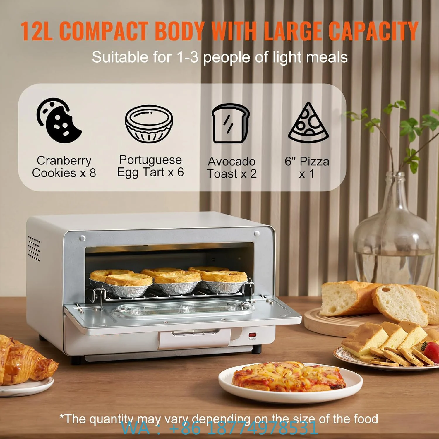 1. Retro 10L Bake Cavity Knob Controlled Mini Layout With Timer Steam & Dry Bake Dual Function