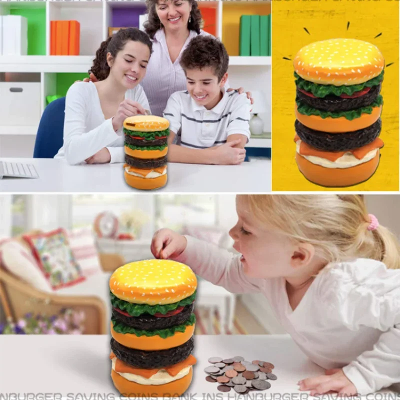 Hamburger Fashion Money Box Coin Saving Pot Bank Coin Storage Box Children Gift Secret Stash Lock Box Hidden Money